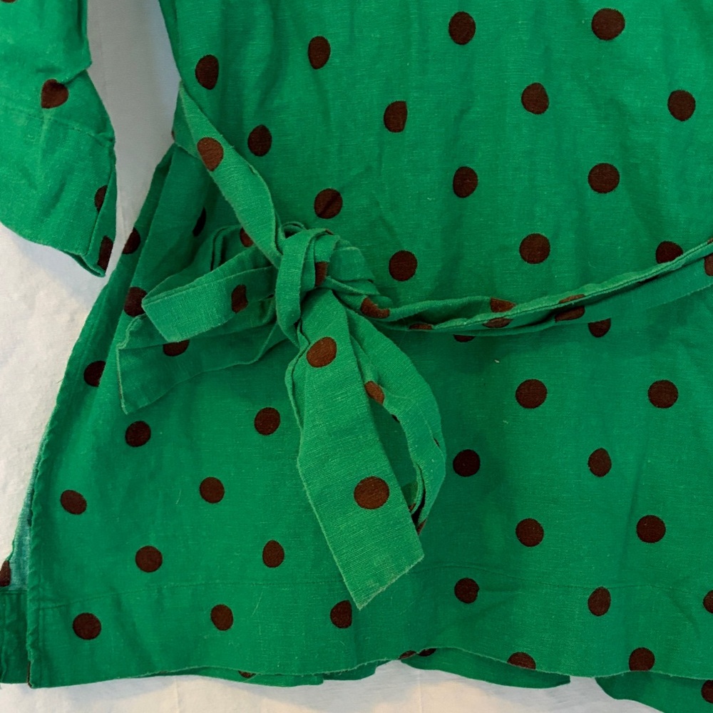 Zara Green Wrap Tunic with Black Polka Dots, M - Picture 5 of 8